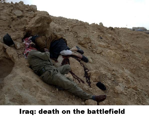 TWO DEAD IRAQIS SHOT BY US ARMY ARE SEEN IN THE SOUTH OF NAJAF